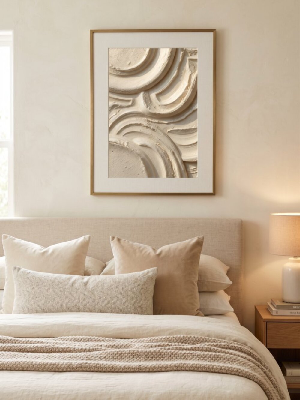 Minimalist Neutral Plaster Relief Wall Art Print 8x10 Textured Japandi Poster